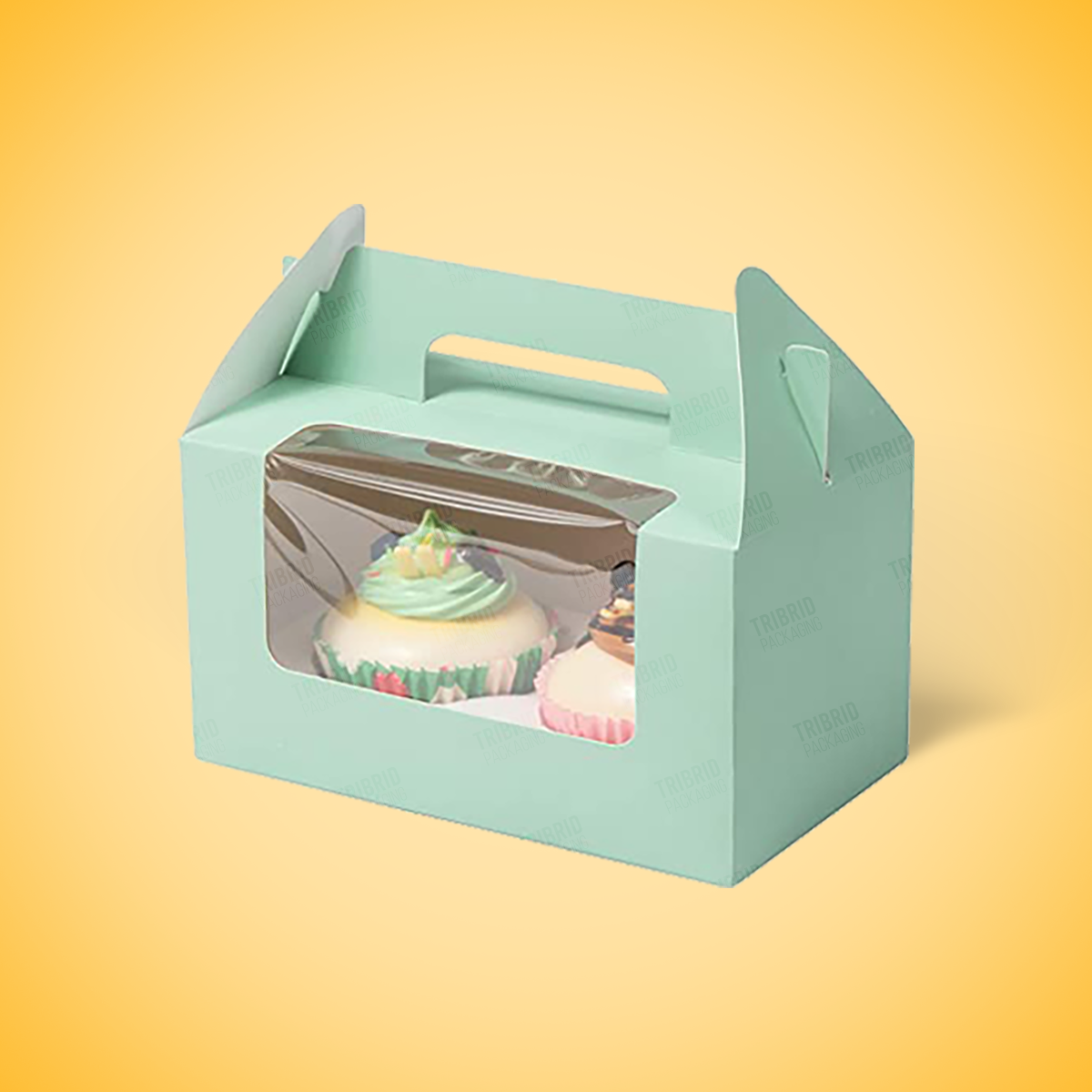 Cardboard bakery long packaging with abstract window and